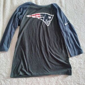 New England Patriots Nike 3/4 Sleeve T-Shirt Women’s Small Gray Blue New WO Tags